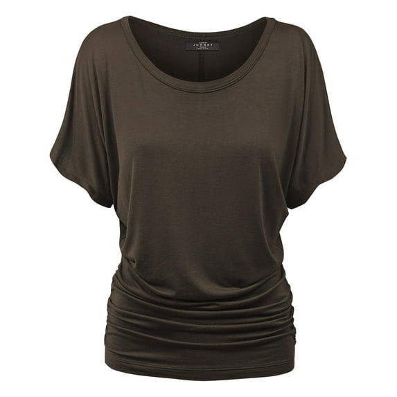 Made by Johnny Women's Dolman Drape Top with Side Shirring XXL BROWN