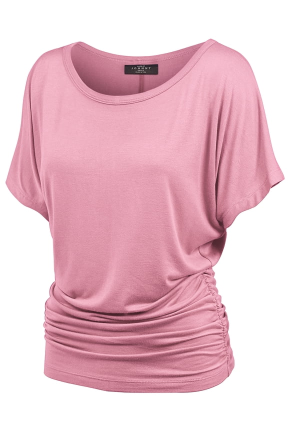 Women's Dolman Drape Top with Side Shirring XXL PINK