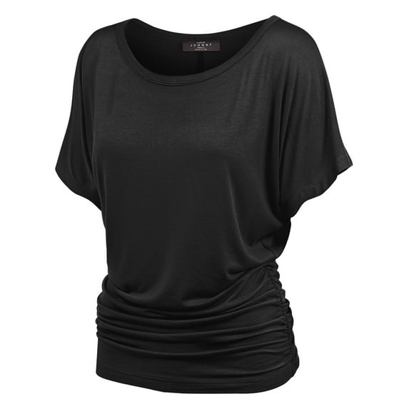 Made by Johnny Women's Dolman Drape Top with Side Shirring XXXXL BLACK