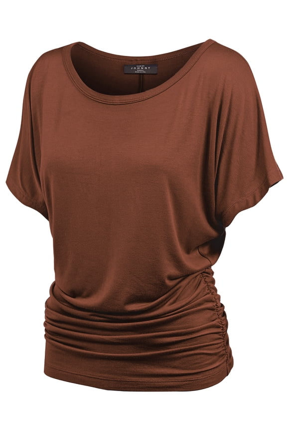 Women's Dolman Drape Top with Side Shirring XXXXL RUST