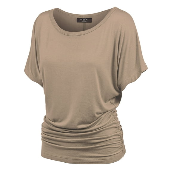 Made by Johnny Women's Dolman Drape Top with Side Shirring XXXXXL TAUPE