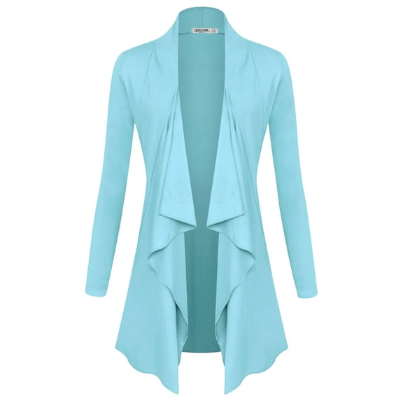 Made by Johnny Women's Drape Front Open Cardigan Long Sleeve Irregular Hem S-5XL Plus Size L AQUA