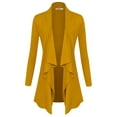 thumbnail image 1 of Made by Johnny Women's Drape Front Open Cardigan Long Sleeve Irregular Hem S-5XL Plus Size L MUSTARD, 1 of 6