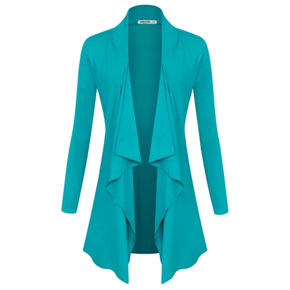Made by Johnny Women's Drape Front Open Cardigan Long Sleeve Irregular Hem S-5XL Plus Size M JADE