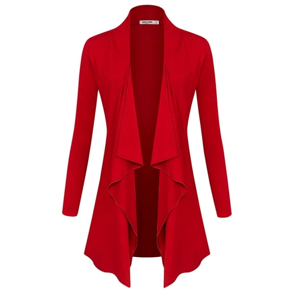 Made by Johnny Women's Drape Front Open Cardigan Long Sleeve Irregular Hem S-5XL Plus Size M RED