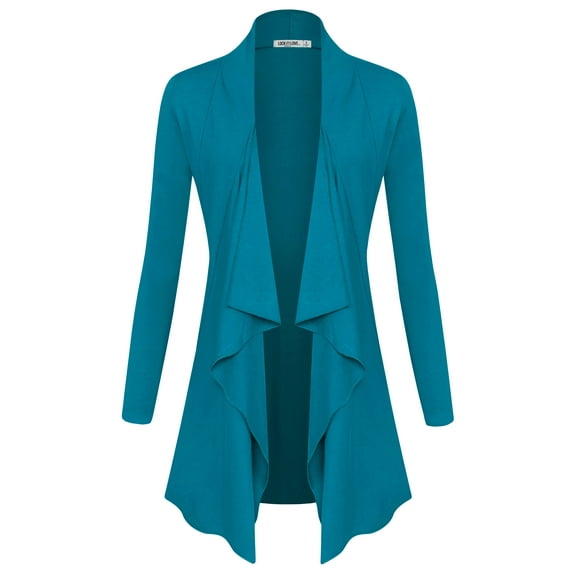 Made by Johnny Women's Drape Front Open Cardigan Long Sleeve Irregular Hem S-5XL Plus Size M TEAL