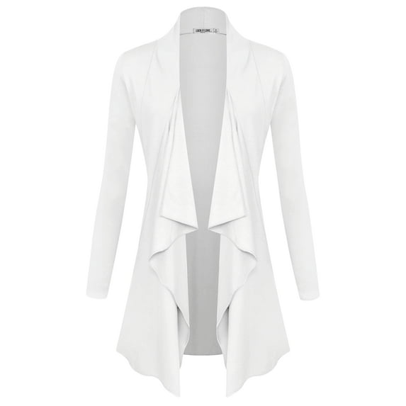 Made by Johnny Women's Drape Front Open Cardigan Long Sleeve Irregular Hem S-5XL Plus Size M WHITE