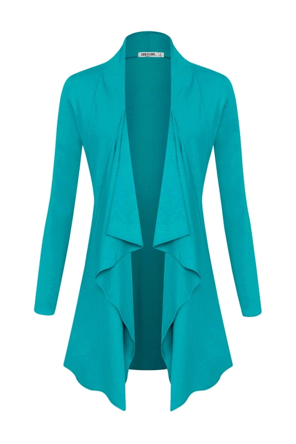 Women's Drape Front Open Cardigan Long Sleeve Irregular Hem S-5XL Plus Size S JADE