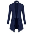 thumbnail image 1 of Made by Johnny Women's Drape Front Open Cardigan Long Sleeve Irregular Hem S-5XL Plus Size S NAVY, 1 of 6