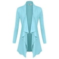 thumbnail image 1 of Made by Johnny Women's Drape Front Open Cardigan Long Sleeve Irregular Hem S-5XL Plus Size XL AQUA, 1 of 6