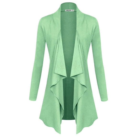 Made by Johnny Women's Drape Front Open Cardigan Long Sleeve Irregular Hem S-5XL Plus Size XL MINT