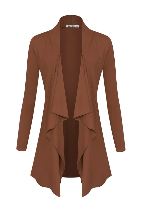 Women's Drape Front Open Cardigan Long Sleeve Irregular Hem S-5XL Plus Size XL RUST