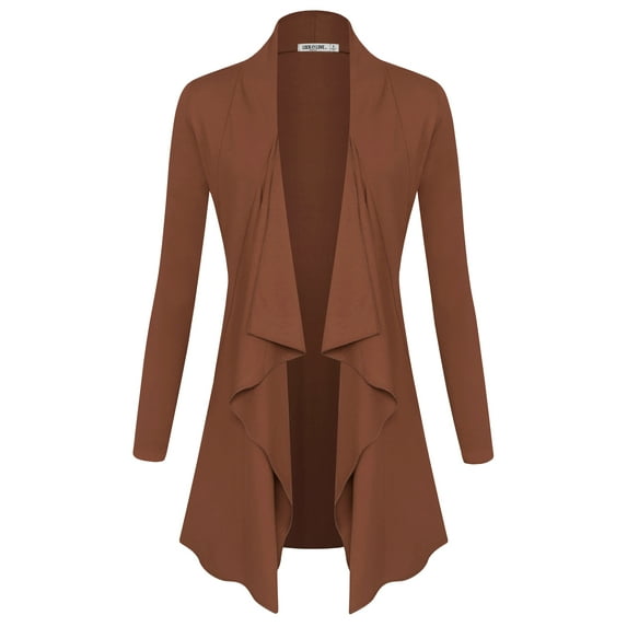 Made by Johnny Women's Drape Front Open Cardigan Long Sleeve Irregular Hem S-5XL Plus Size XL RUST