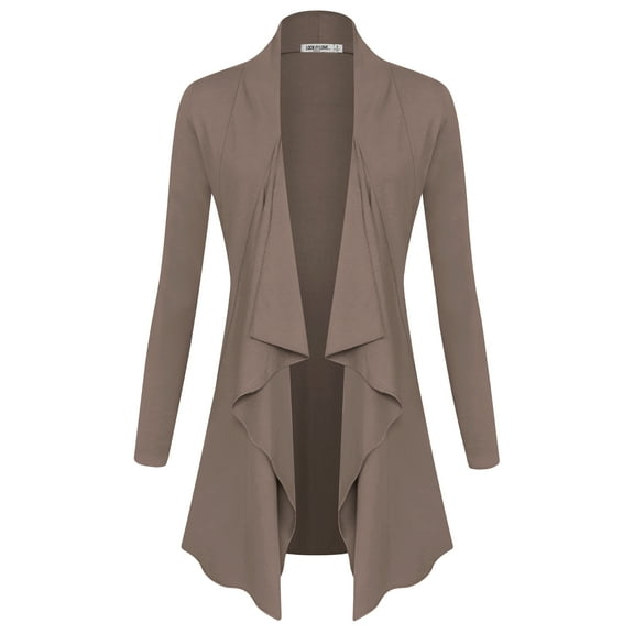 Made by Johnny Women's Drape Front Open Cardigan Long Sleeve Irregular Hem S-5XL Plus Size XL TAUPE
