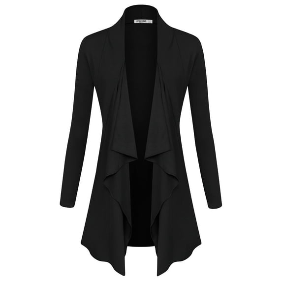 Made by Johnny Women's Drape Front Open Cardigan Long Sleeve Irregular Hem S-5XL Plus Size XXL BLACK