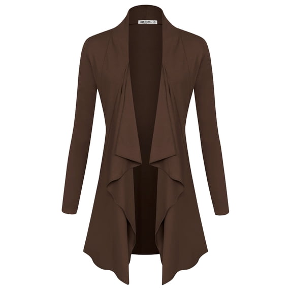 Made by Johnny Women's Drape Front Open Cardigan Long Sleeve Irregular Hem S-5XL Plus Size XXXL BROWN