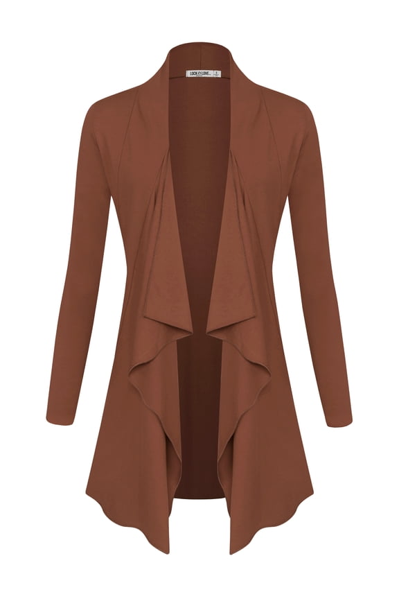 Women's Drape Front Open Cardigan Long Sleeve Irregular Hem S-5XL Plus Size XXXL RUST