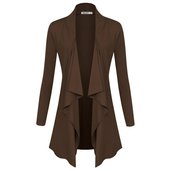 Made by Johnny Women's Drape Front Open Cardigan Long Sleeve Irregular Hem S-5XL Plus Size XXXXL BROWN