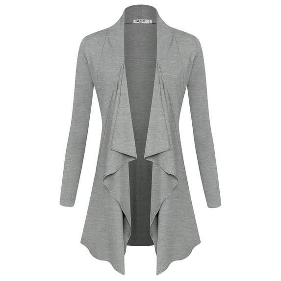 Made by Johnny Women's Drape Front Open Cardigan Long Sleeve Irregular Hem S-5XL Plus Size XXXXXL HEATHER_GREY