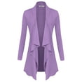 thumbnail image 1 of Made by Johnny Women's Drape Front Open Cardigan Long Sleeve Irregular Hem S-5XL Plus Size XXXXXL LILAC, 1 of 6