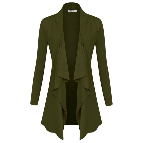 Made by Johnny Women's Drape Front Open Cardigan Long Sleeve Irregular Hem S-5XL Plus Size XXXXXL OLIVE