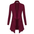 thumbnail image 1 of Made by Johnny Women's Drape Front Open Cardigan Long Sleeve Irregular Hem S-5XL Plus Size XXXXXL WINE, 1 of 6