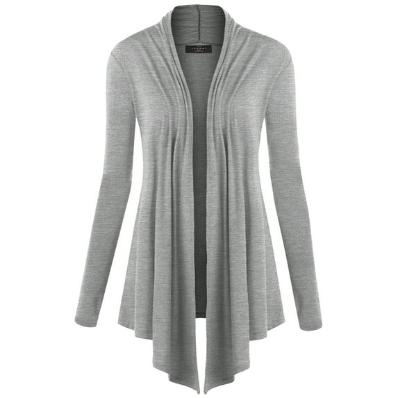 Made by Johnny Women's Draped Open Front Cardigan L HEATHER_GREY