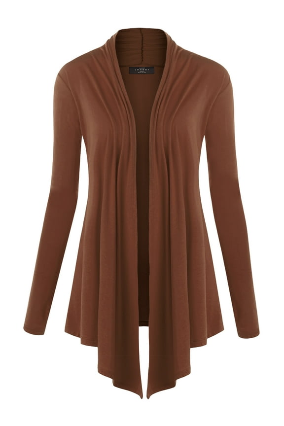 Women's Draped Open Front Cardigan L RUST