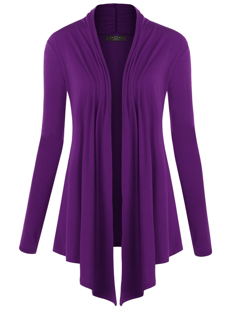 Made by Johnny Women's Draped Open Front Cardigan M DARK_PURPLE