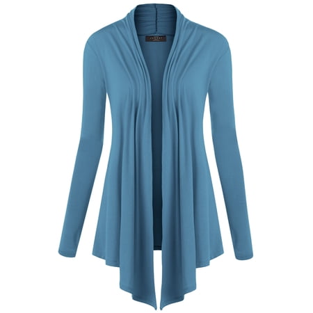 Made by Johnny Women's Draped Open Front Cardigan M DENIM