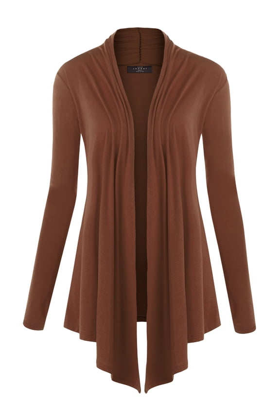 Women's Draped Open Front Cardigan M RUST