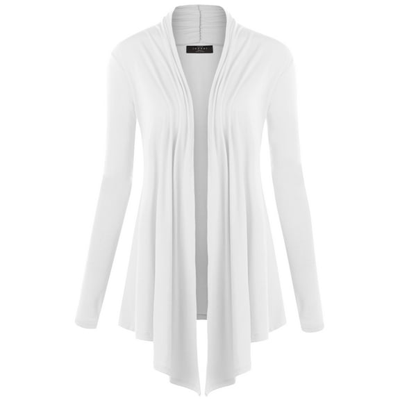 Made by Johnny Women's Draped Open Front Cardigan M WHITE