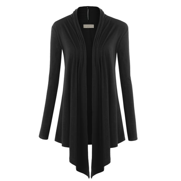 Made by Johnny Women's Draped Open Front Cardigan S BLACK