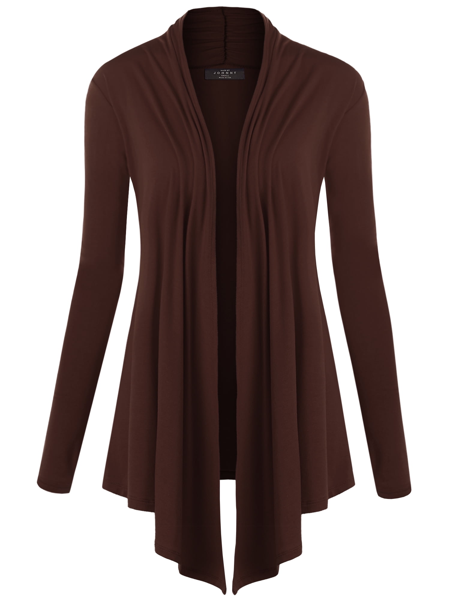 Women's Draped Open-Front Cardigan – Lightweight Knit, Soft Stretch Fabric, XXL Brown | Casual Longline Sweater