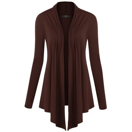 Made by Johnny Women's Draped Open Front Cardigan XXL BROWN