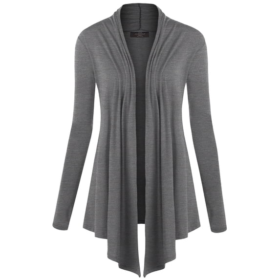 Made by Johnny Women's Draped Open Front Cardigan XXL HEATHER_DARK_GREY