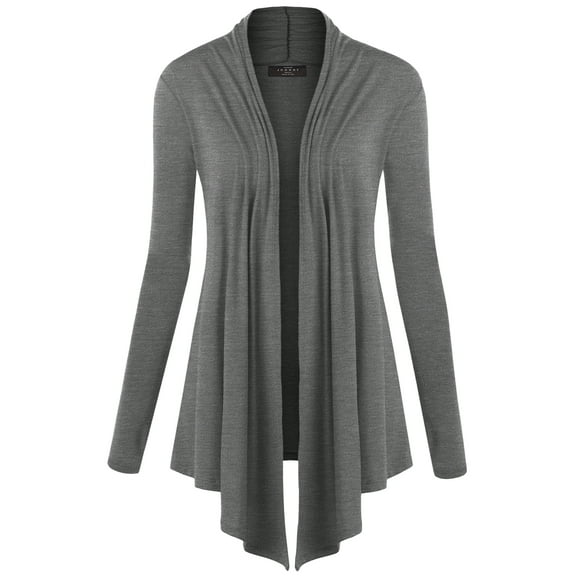 Made by Johnny Women's Draped Open Front Cardigan XXXL HEATHER_DARK_GREY
