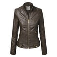thumbnail image 1 of Made by Johnny Women's Dressy Vegan Leather Biker Jacket XL COFFEE, 1 of 6