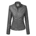thumbnail image 1 of Made by Johnny Women's Dressy Vegan Leather Biker Jacket XS GREY, 1 of 6