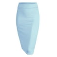 thumbnail image 1 of Made by Johnny Women's Elastic Waist Stretch Bodycon Midi Pencil Skirt Below Knee L LIGHT_BLUE, 1 of 6