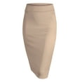 thumbnail image 1 of Made by Johnny Women's Elastic Waist Stretch Bodycon Midi Pencil Skirt Below Knee M KHAKI, 1 of 6
