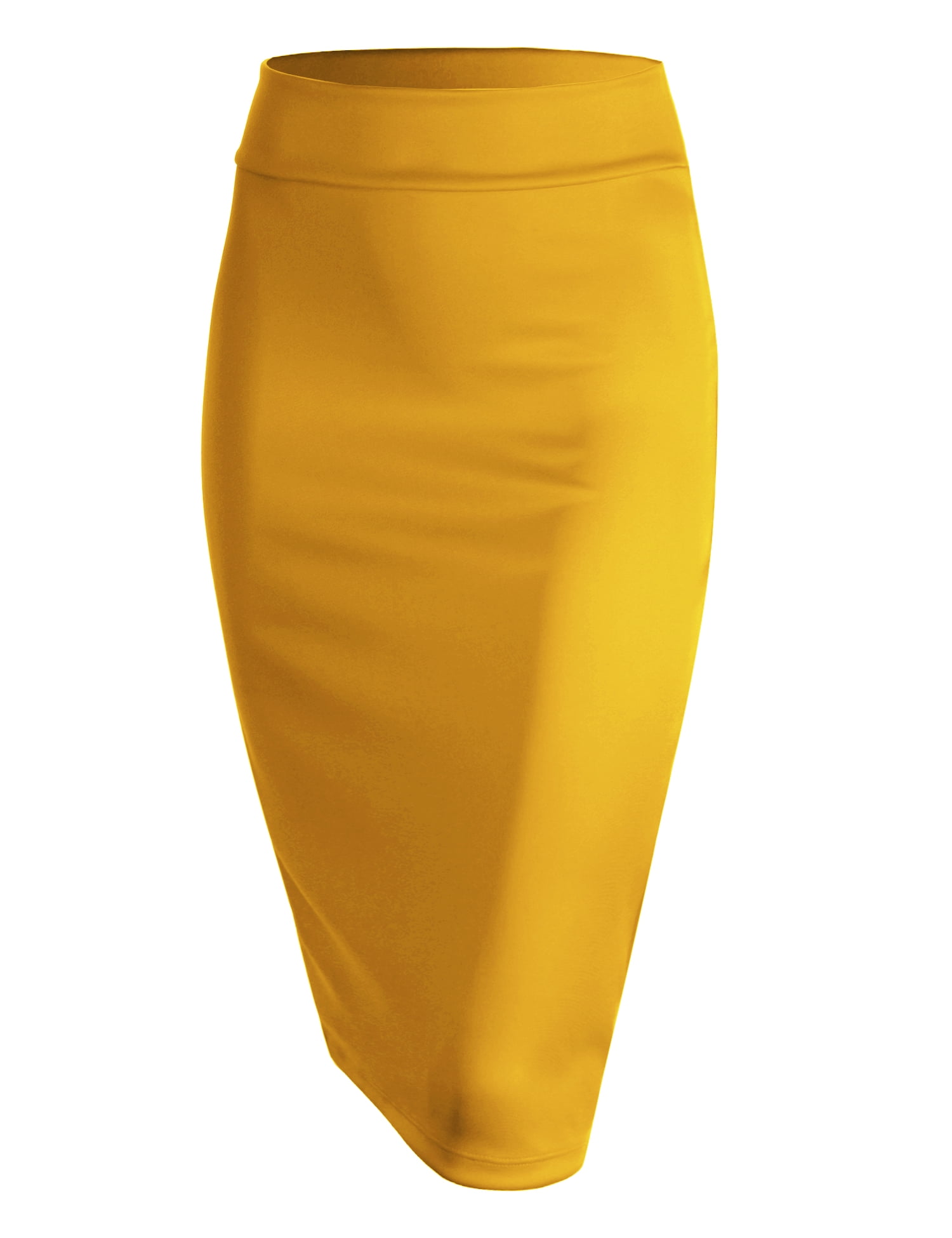 Made by Johnny Women's Elastic Waist Stretch Bodycon Midi Pencil Skirt ...