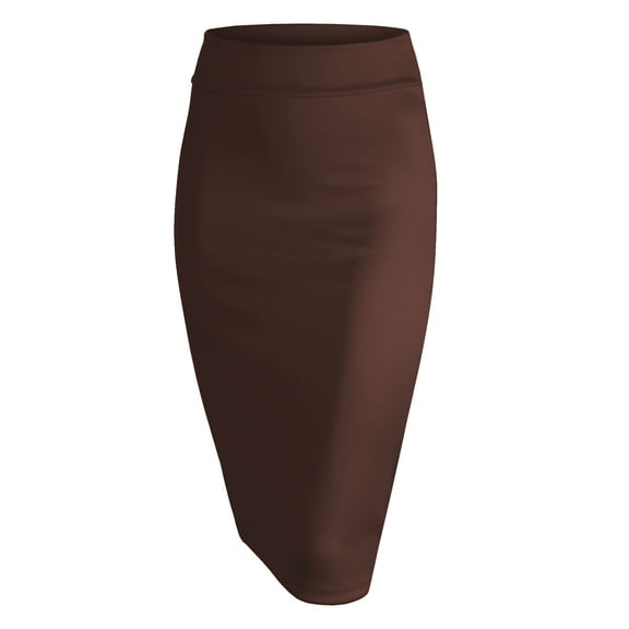 Made by Johnny Women's Elastic Waist Stretch Bodycon Midi Pencil Skirt Below Knee XL BROWN