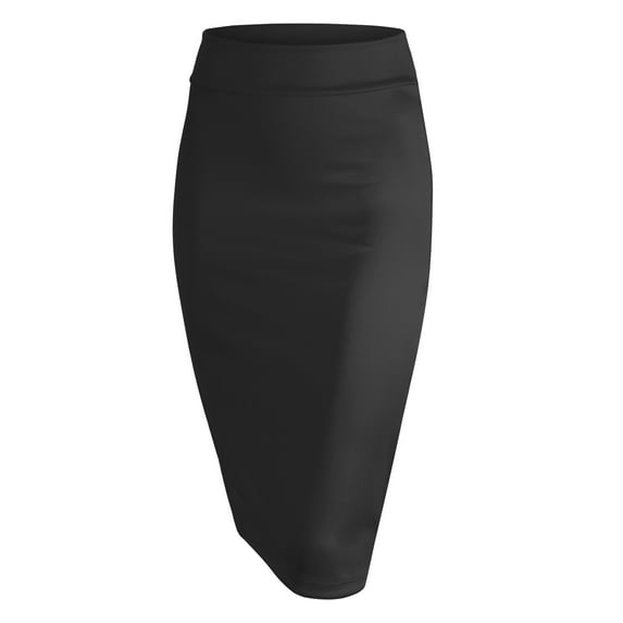 Made by Johnny Women's Elastic Waist Stretch Bodycon Midi Pencil Skirt Below Knee XXL BLACK