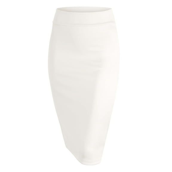 Made by Johnny Women's Elastic Waist Stretch Bodycon Midi Pencil Skirt Below Knee XXXL WHITE