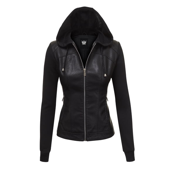 Made by Johnny Faux Leather Hooded Jacket, (Women's)
