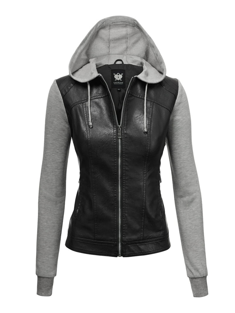Made by Johnny Women's Faux Leather Zip Up Moto Biker Jacket