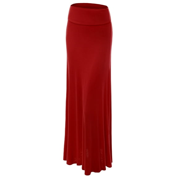 Made by Johnny Women's Fold-Over Maxi Skirt L MERLOT