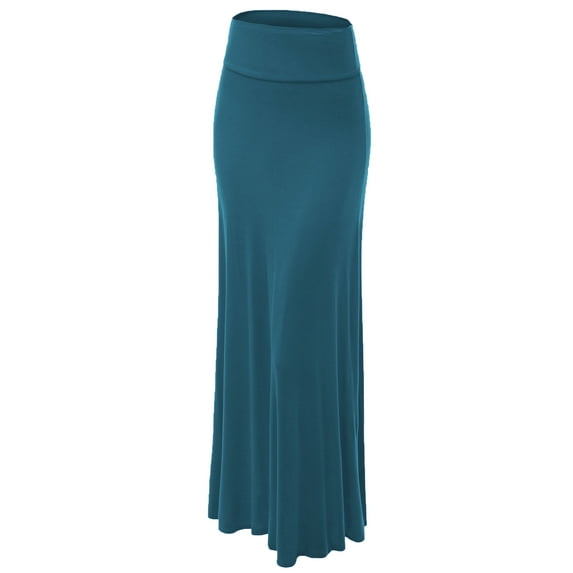 Made by Johnny Women's Fold-Over Maxi Skirt L TEAL