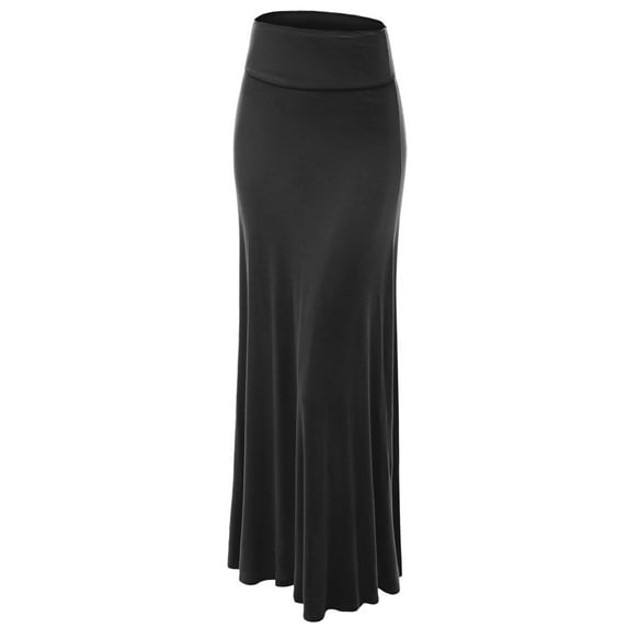 Made by Johnny Women's Fold-Over Maxi Skirt M BLACK